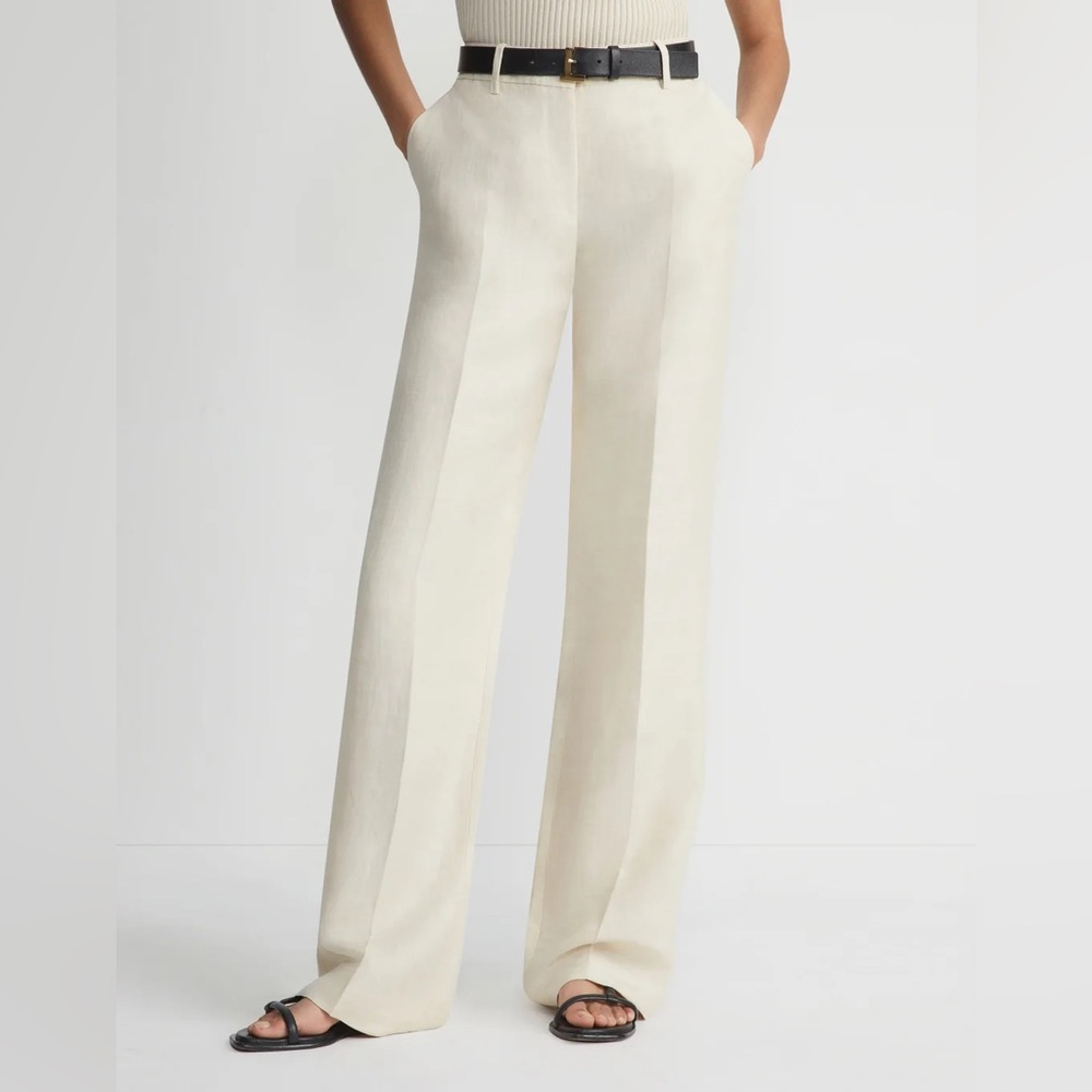 Luxury LINEN-VISCOSE GATES PANT offwhite pants